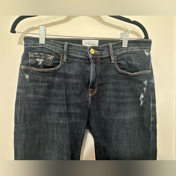 Frame Le Garcon Crop ‘covant’ distressed dark wash taper boyfriend jean - 26 - Picture 5 of 16